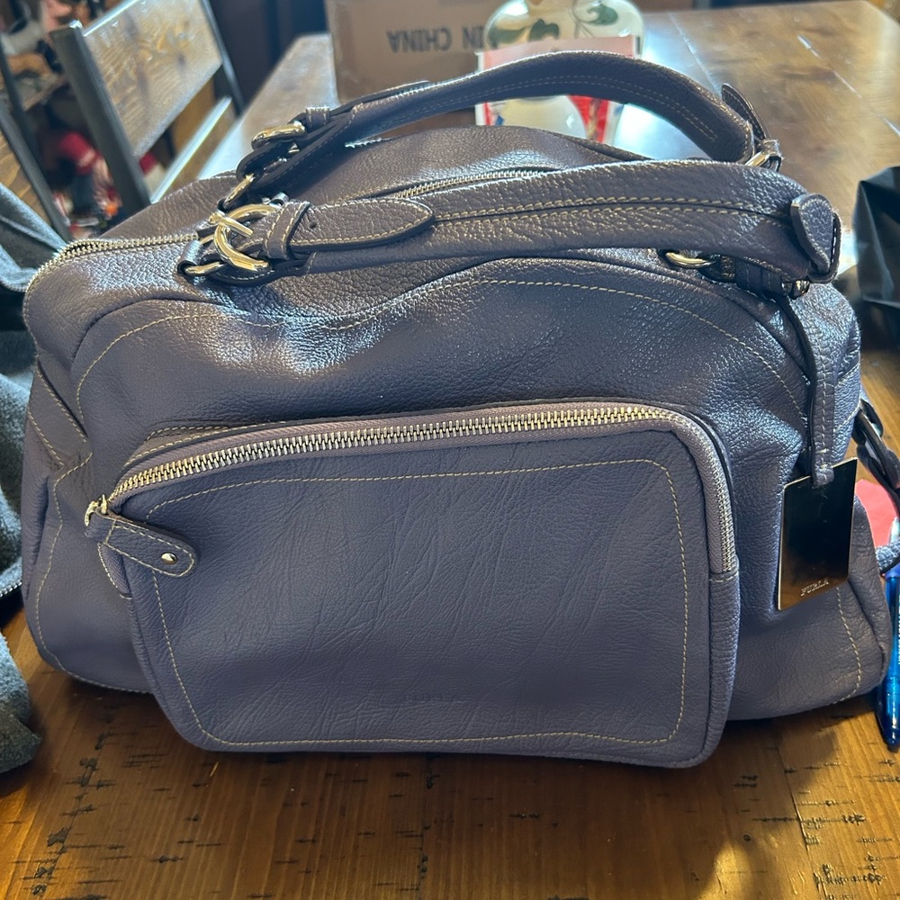 Furla Purple Leather Travel Bag